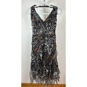 Vintage Y2K Animal Print Tadashi Asymmetrical Silk Fairy Brown Whimsygoth M